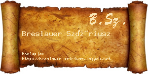 Breslauer Szíriusz névjegykártya